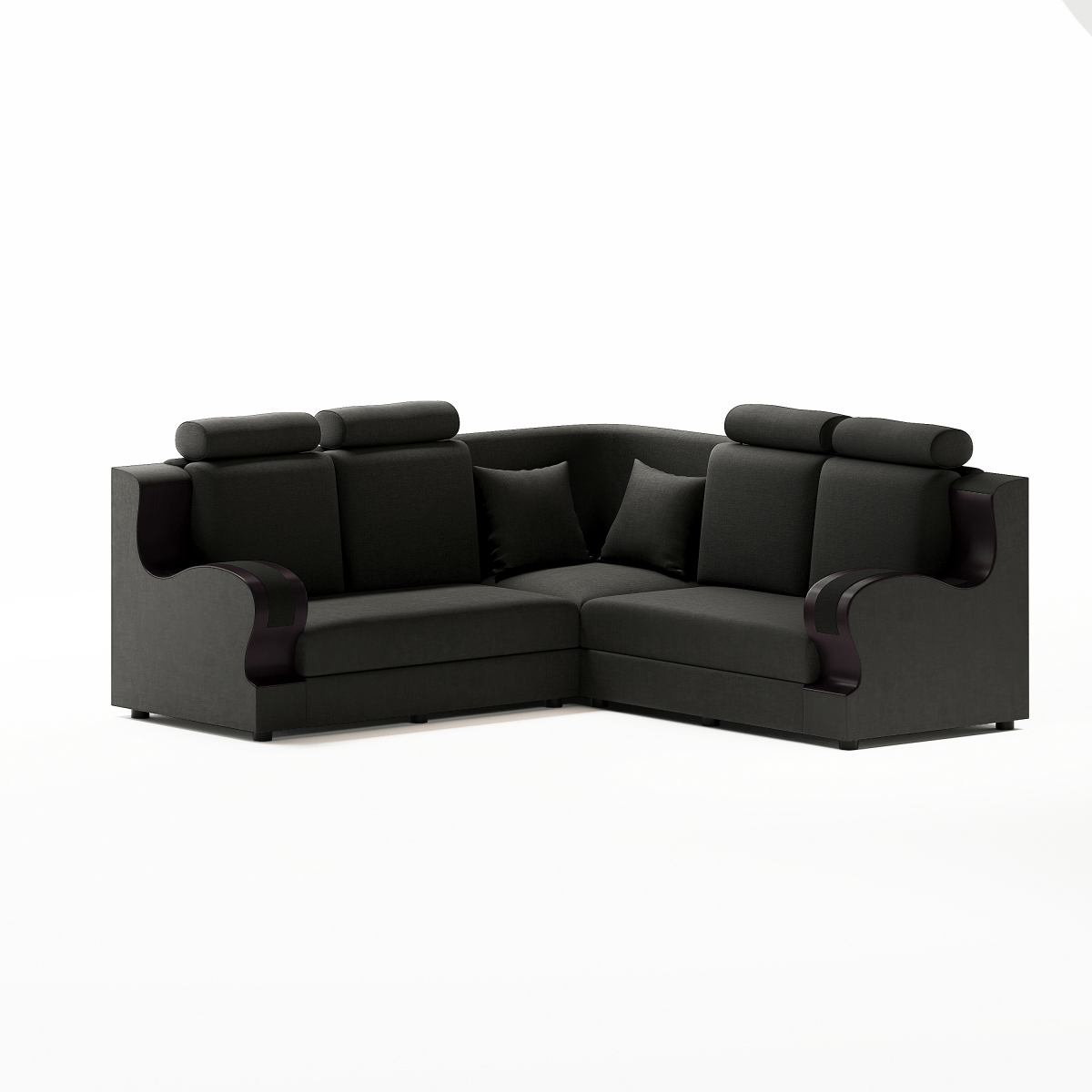 L Shape Corner Fabric Sofa Set [with Wooden Handles] - Sekar Lifestyle