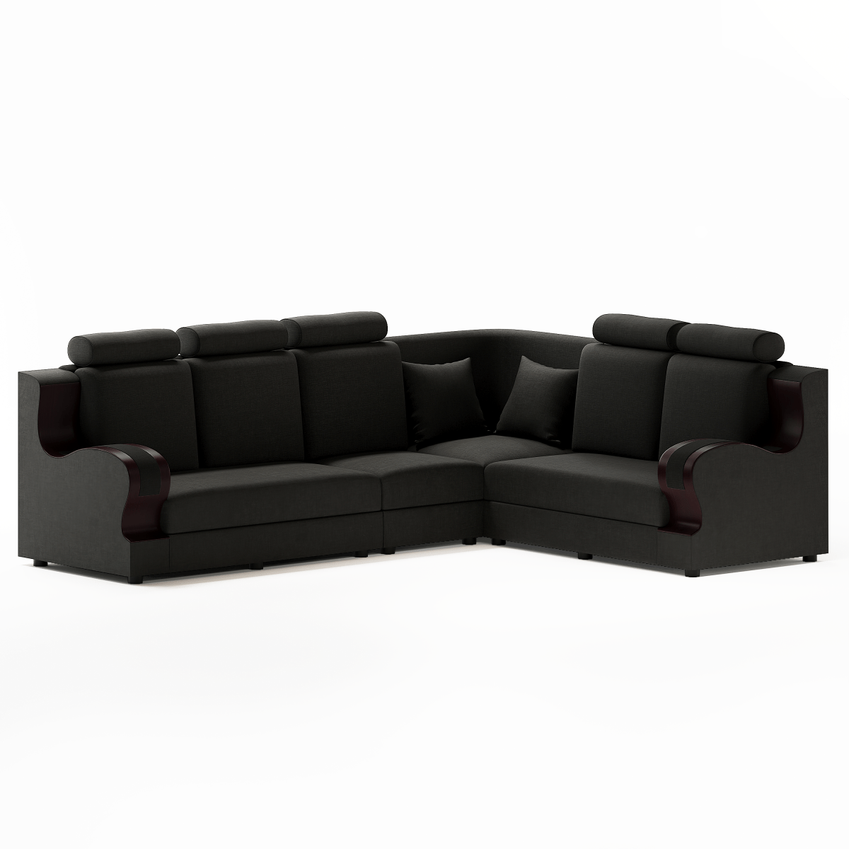 L Shape Corner Fabric Sofa Set [with Wooden Handles] - Sekar Lifestyle