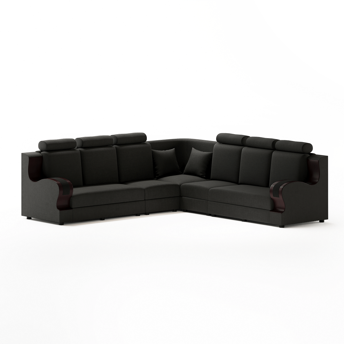 L Shape Corner Fabric Sofa Set [with Wooden Handles] - Sekar Lifestyle