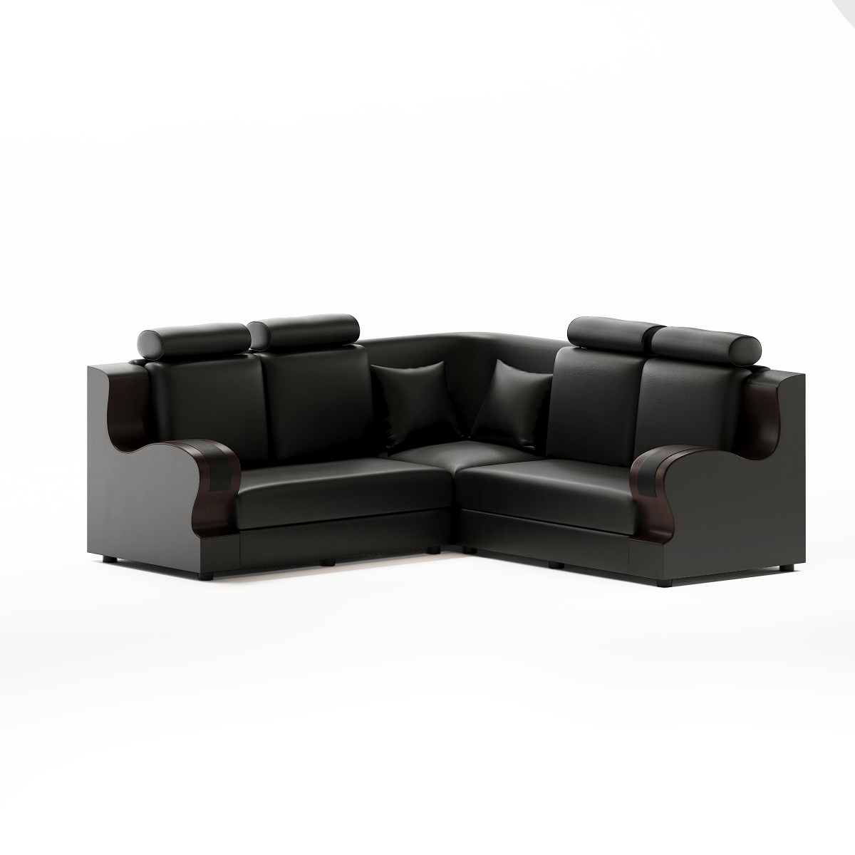L Shape Corner Leatherette Sofa Set [with Wooden Handles] - Sekar Lifestyle