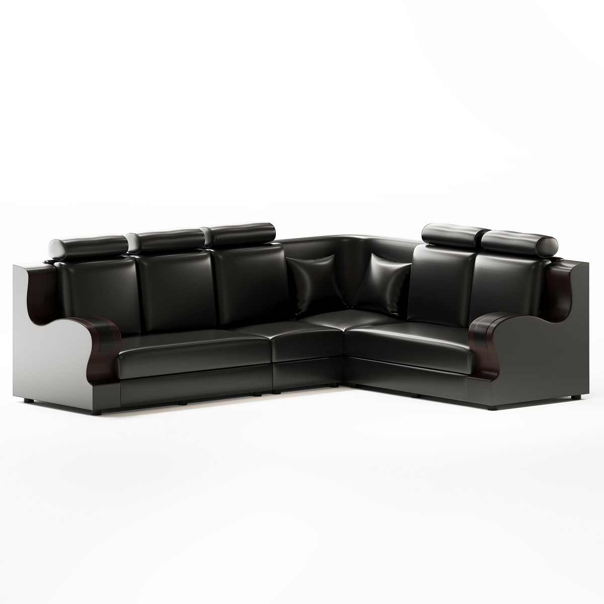 L Shape Corner Leatherette Sofa Set [with Wooden Handles] - Sekar Lifestyle