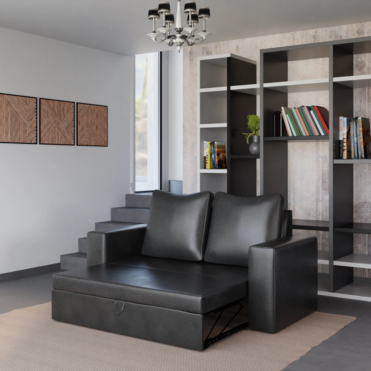 Leatherette FlexiCouch Sofa Cum Bed With Pillows - Sekar Lifestyle