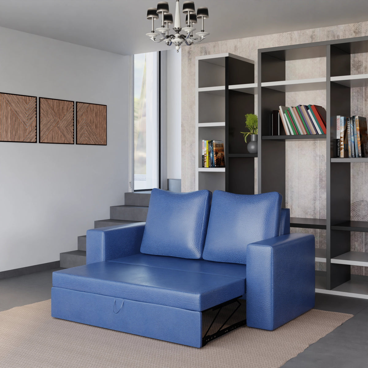 Leatherette FlexiCouch Sofa Cum Bed With Pillows - Sekar Lifestyle