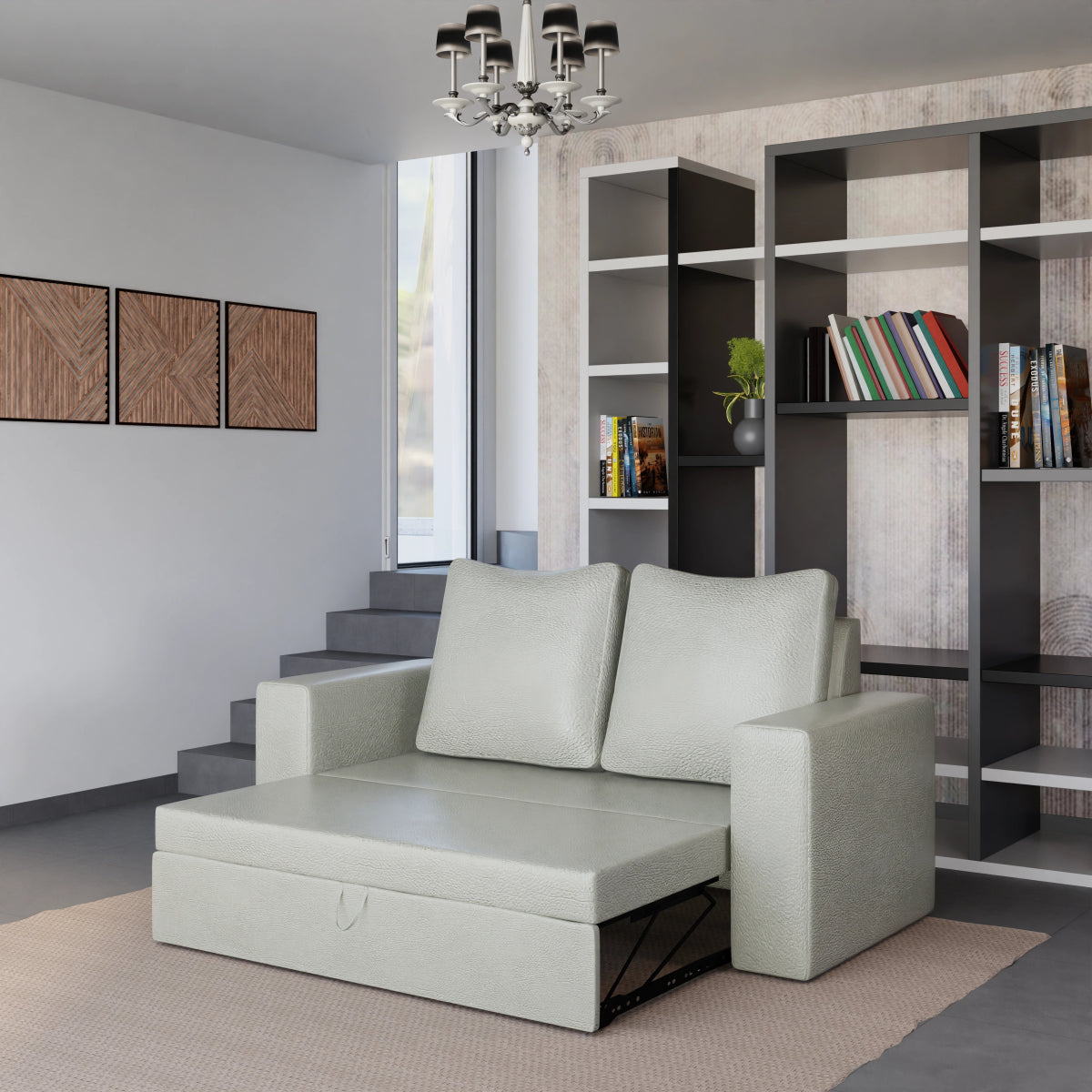 Leatherette FlexiCouch Sofa Cum Bed With Pillows - Sekar Lifestyle