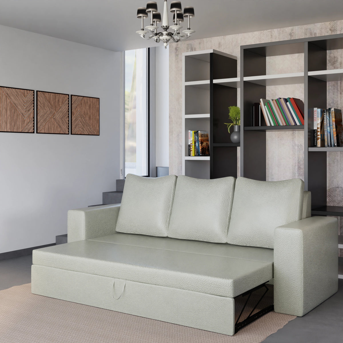 Leatherette FlexiCouch Sofa Cum Bed With Pillows - Sekar Lifestyle