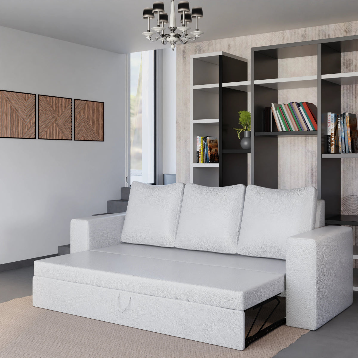 Leatherette FlexiCouch Sofa Cum Bed With Pillows - Sekar Lifestyle