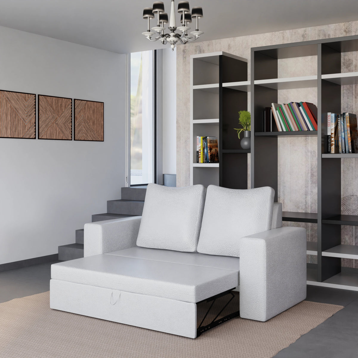 Leatherette FlexiCouch Sofa Cum Bed With Pillows - Sekar Lifestyle