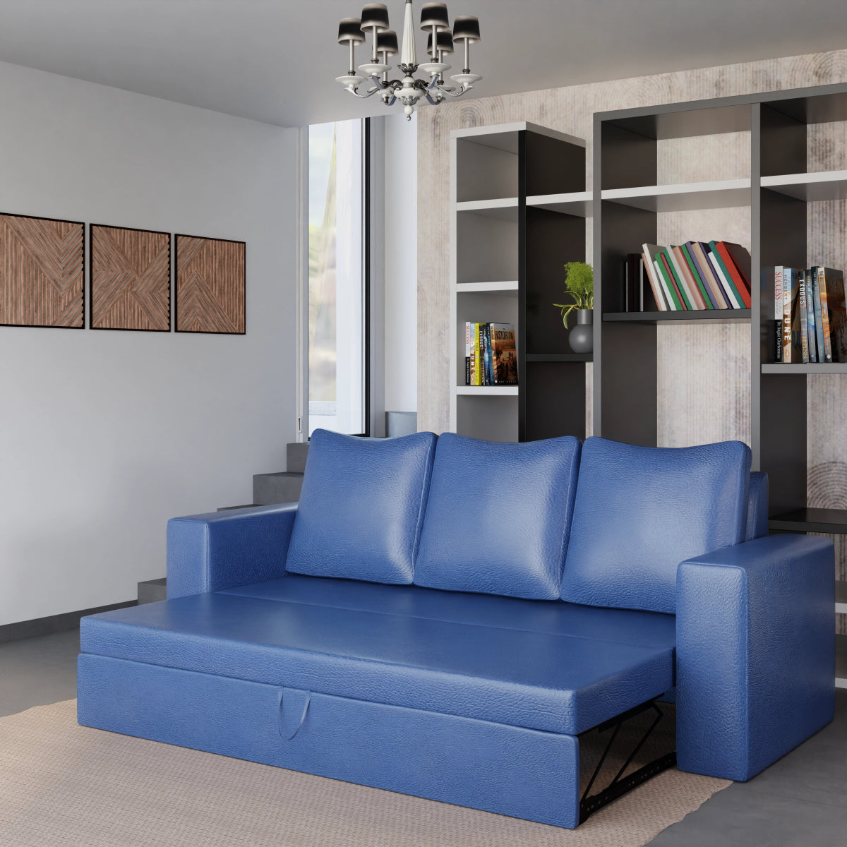 Leatherette FlexiCouch Sofa Cum Bed With Pillows - Sekar Lifestyle