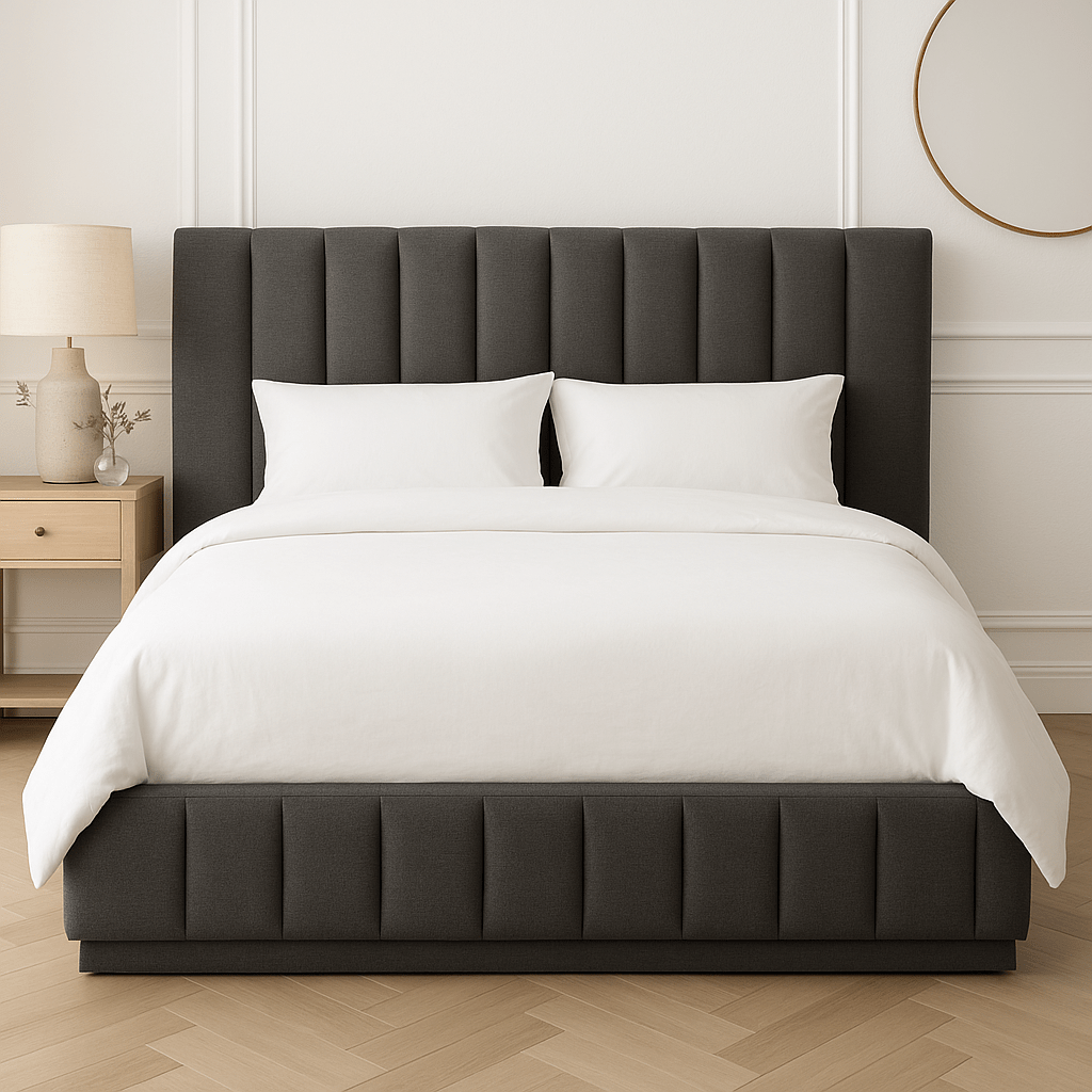 Marina Luxe Bed – Custom Upholstered Wooden Bed for Elegant Bedrooms - Sekar Lifestyle