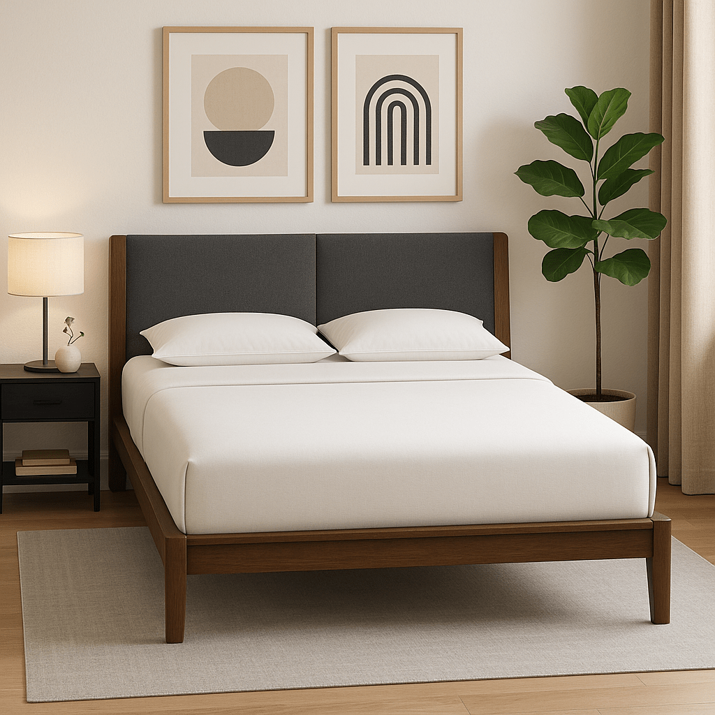 Oslo Upholstered Bed – Queen & King Size Wooden Frame - Sekar Lifestyle