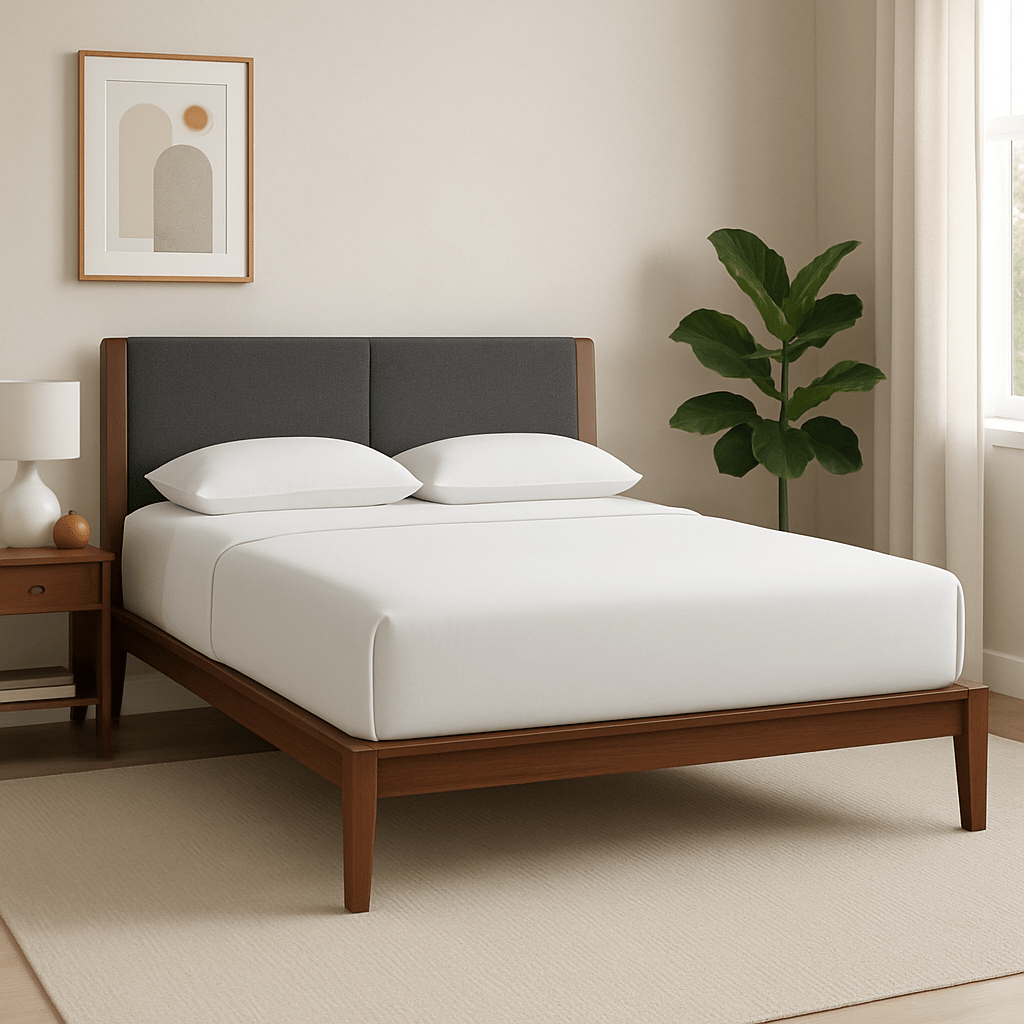 Oslo Upholstered Bed – Queen & King Size Wooden Frame - Sekar Lifestyle