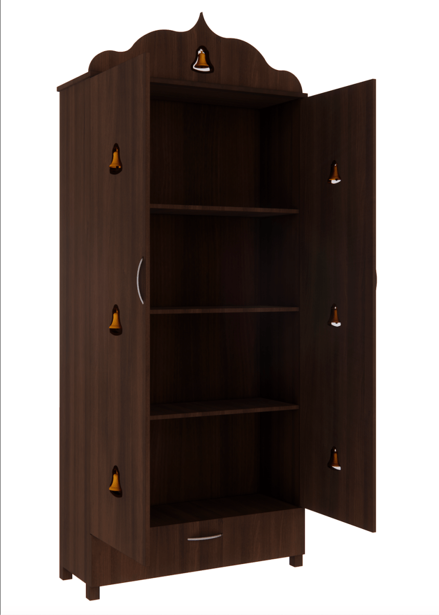 Pooja Stand (6 x 3 Feet, Dark Brown with Draw) - Sekar Lifestyle