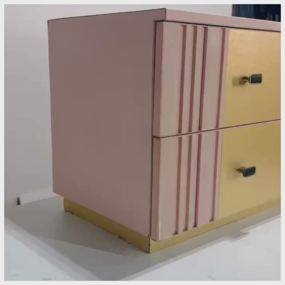 Blush Pink and Gold Accent Drawer Cabinet
