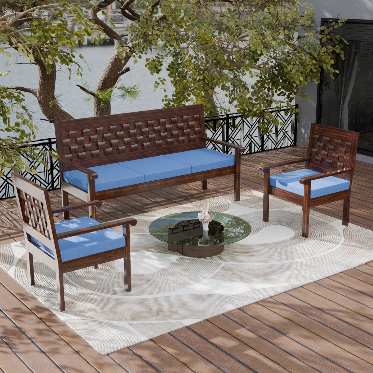 Regal Teak Wood Sofa Set - Sekar Lifestyle
