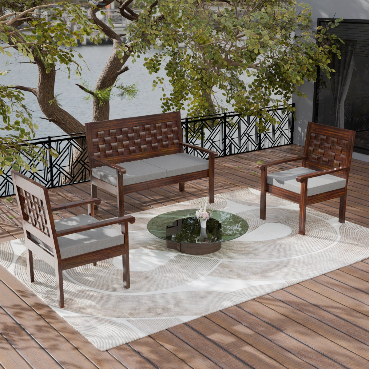 Regal Teak Wood Sofa Set - Sekar Lifestyle