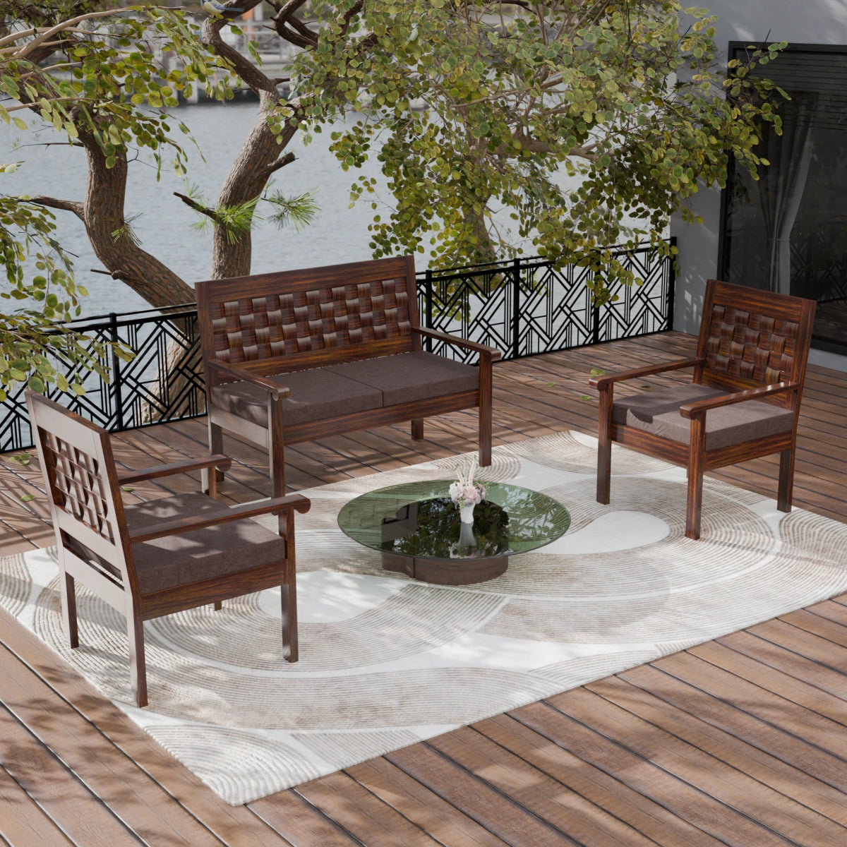 Regal Teak Wood Sofa Set - Sekar Lifestyle