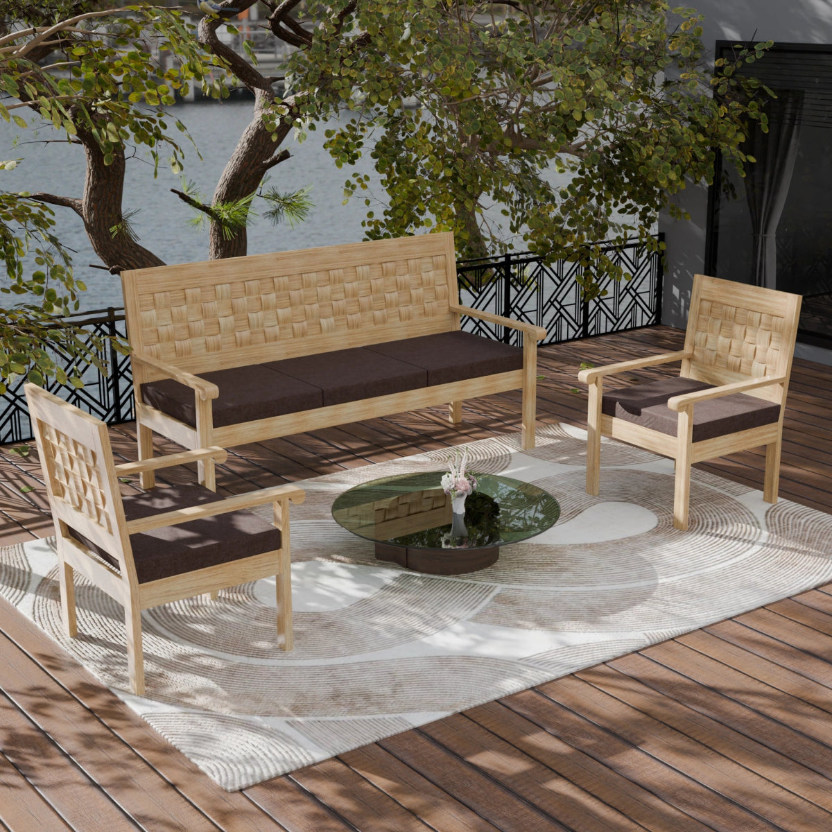 Regal Teak Wood Sofa Set - Sekar Lifestyle