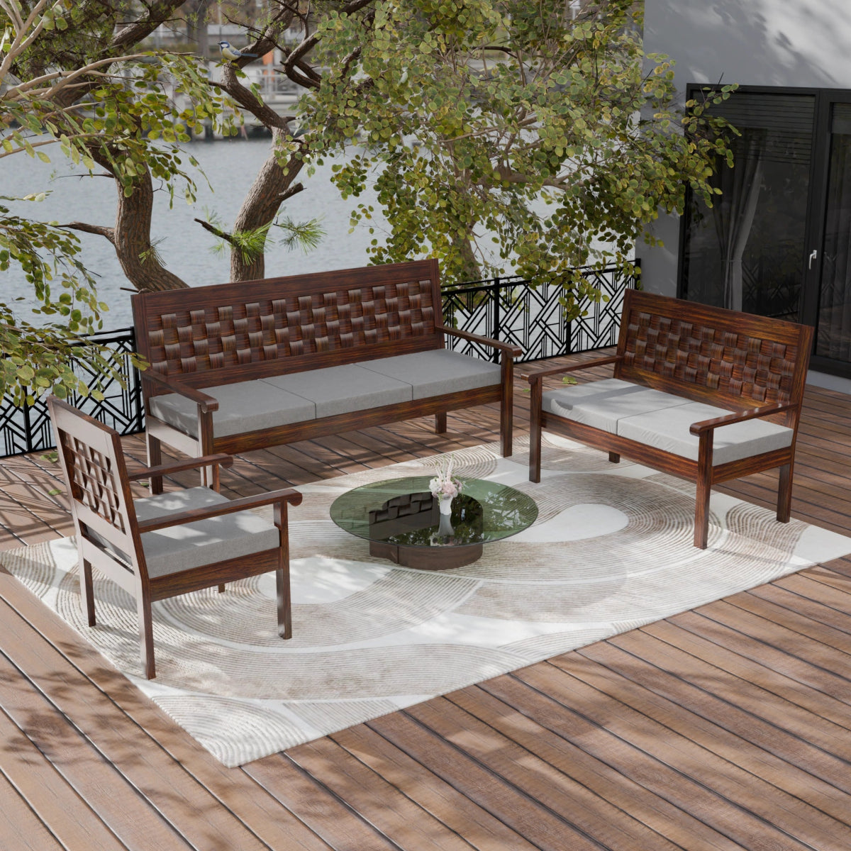 Regal Teak Wood Sofa Set - Sekar Lifestyle