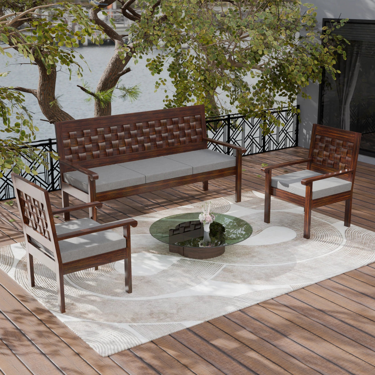 Regal Teak Wood Sofa Set - Sekar Lifestyle