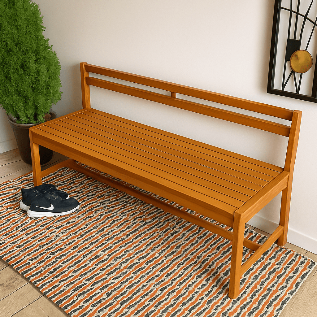 Slatted Wooden Bench - Sekar Lifestyle