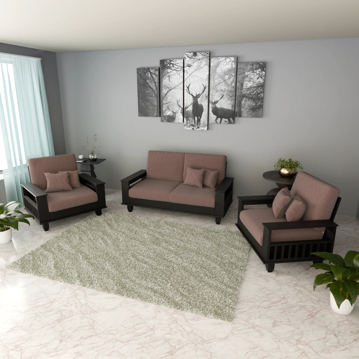 Teakwood Heritage Wooden Sofa Set – Premium Furniture with Cushions & Pillows - Sekar Lifestyle