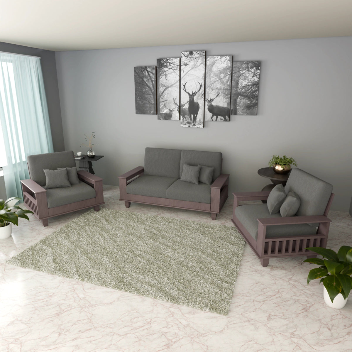 Teakwood Heritage Wooden Sofa Set – Premium Furniture with Cushions & Pillows - Sekar Lifestyle