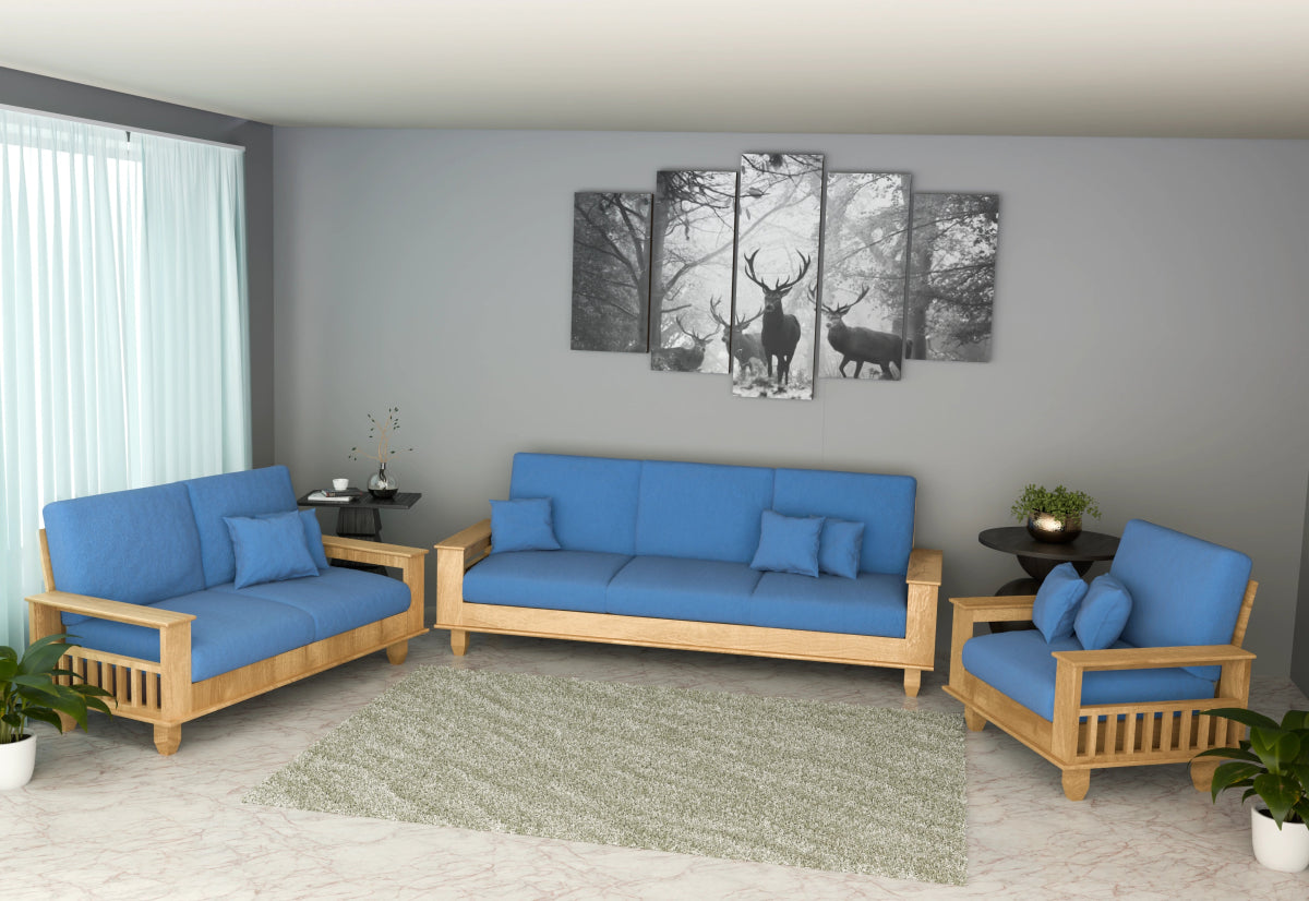 Teakwood Heritage Wooden Sofa Set – Premium Furniture with Cushions & Pillows - Sekar Lifestyle