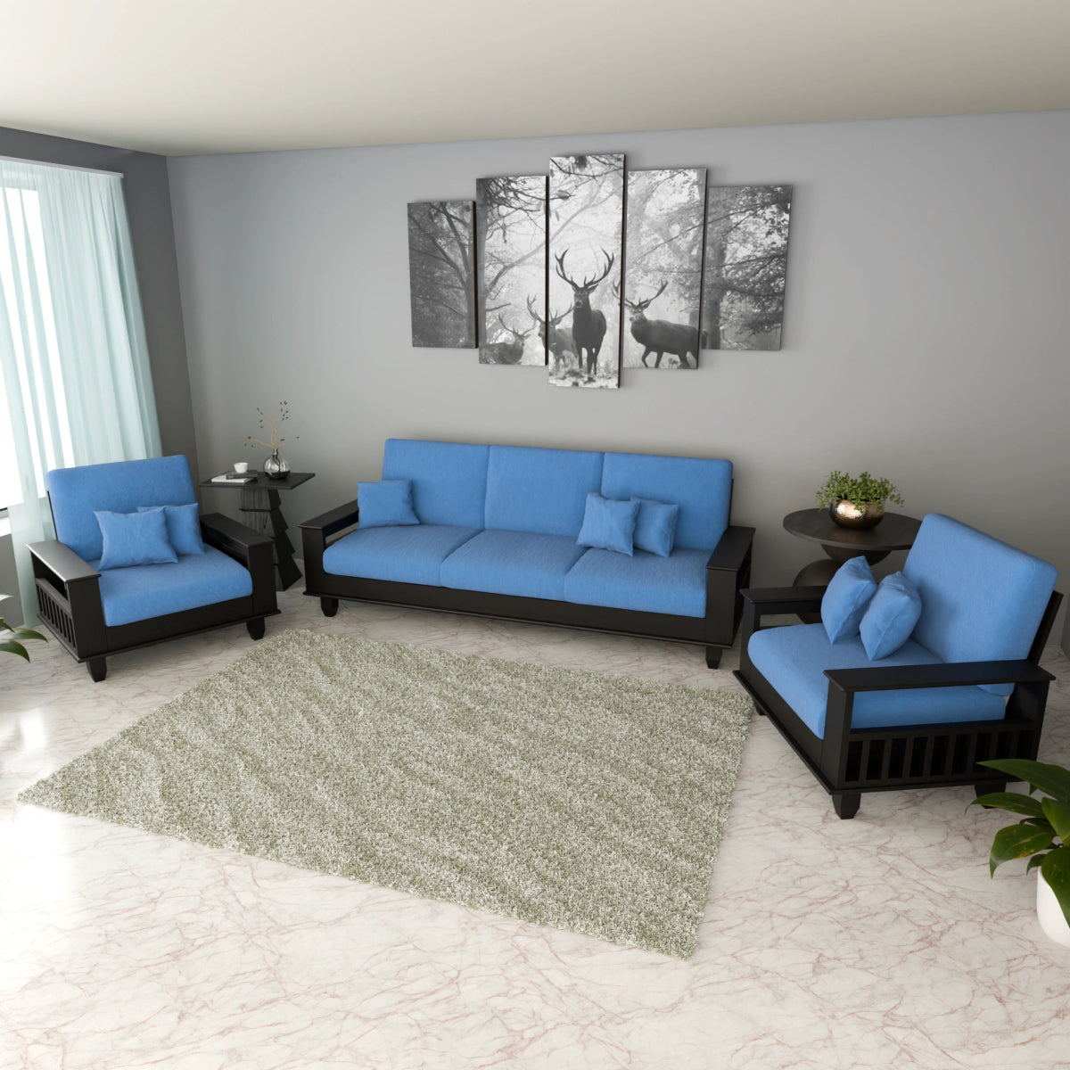 Teakwood Heritage Wooden Sofa Set – Premium Furniture with Cushions & Pillows - Sekar Lifestyle