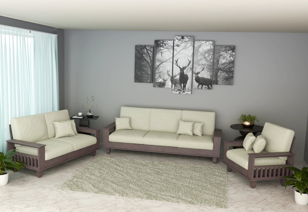 Teakwood Heritage Wooden Sofa Set – Premium Furniture with Cushions & Pillows - Sekar Lifestyle