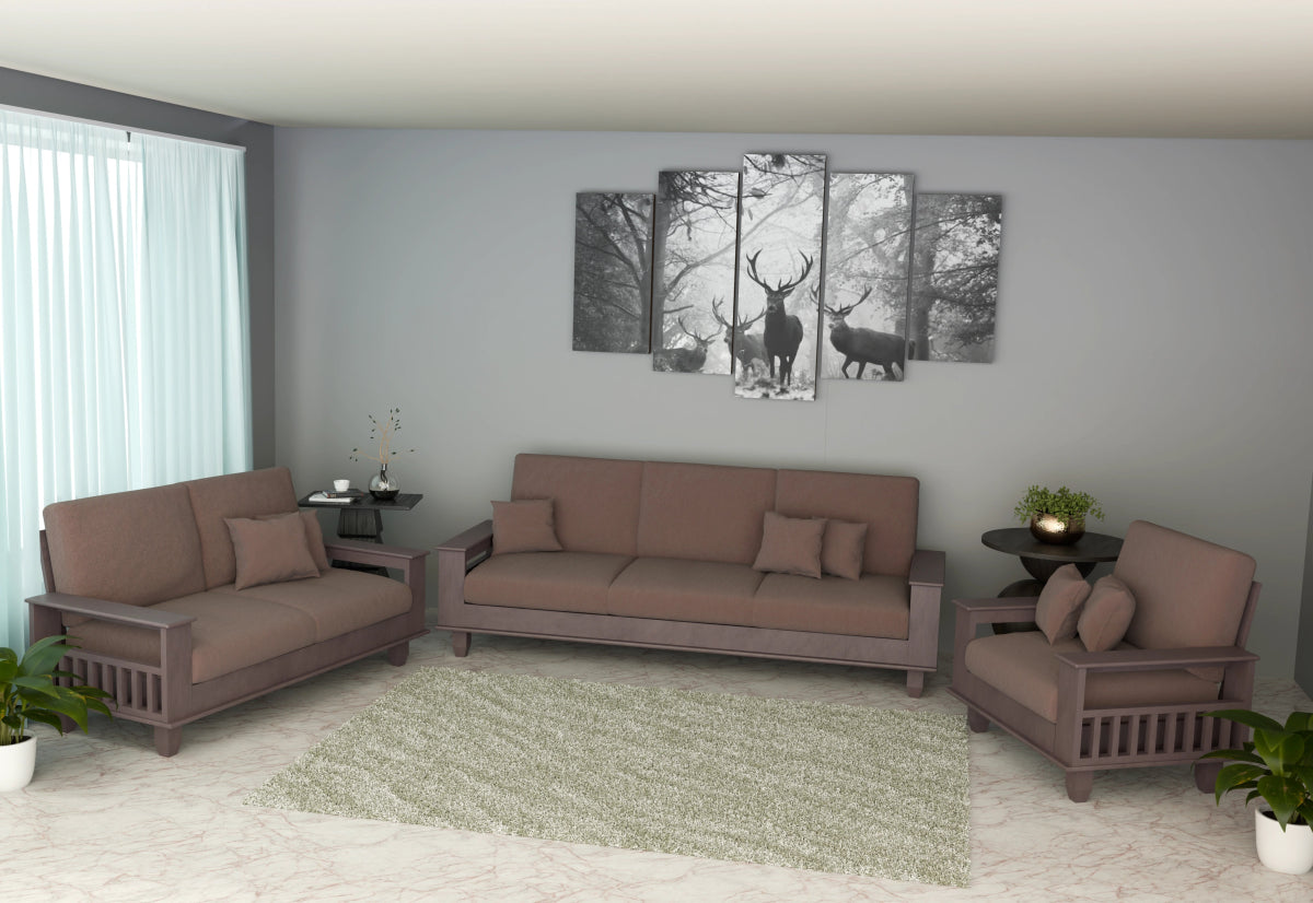 Teakwood Heritage Wooden Sofa Set – Premium Furniture with Cushions & Pillows - Sekar Lifestyle