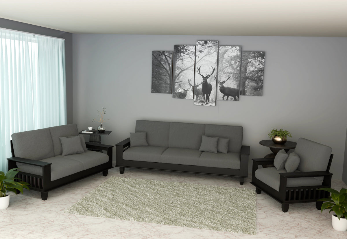 Teakwood Heritage Wooden Sofa Set – Premium Furniture with Cushions & Pillows - Sekar Lifestyle