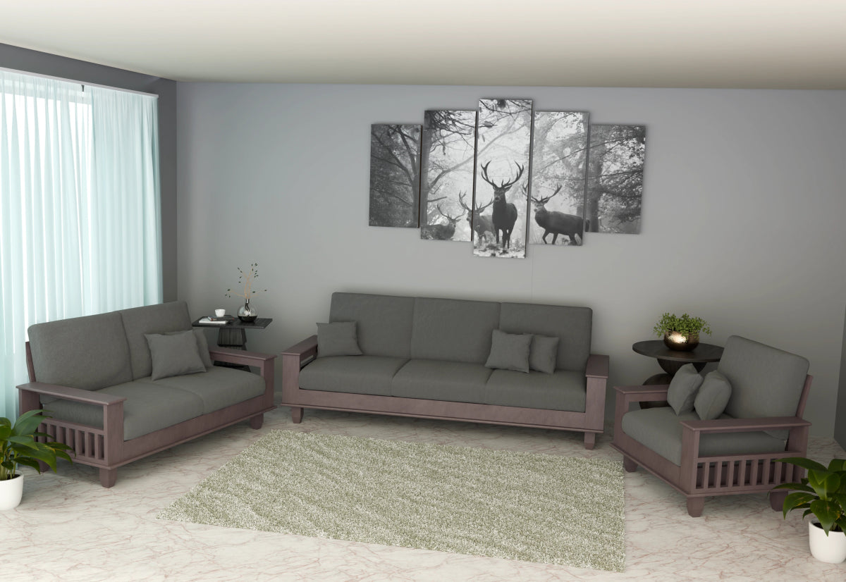 Teakwood Heritage Wooden Sofa Set – Premium Furniture with Cushions & Pillows - Sekar Lifestyle