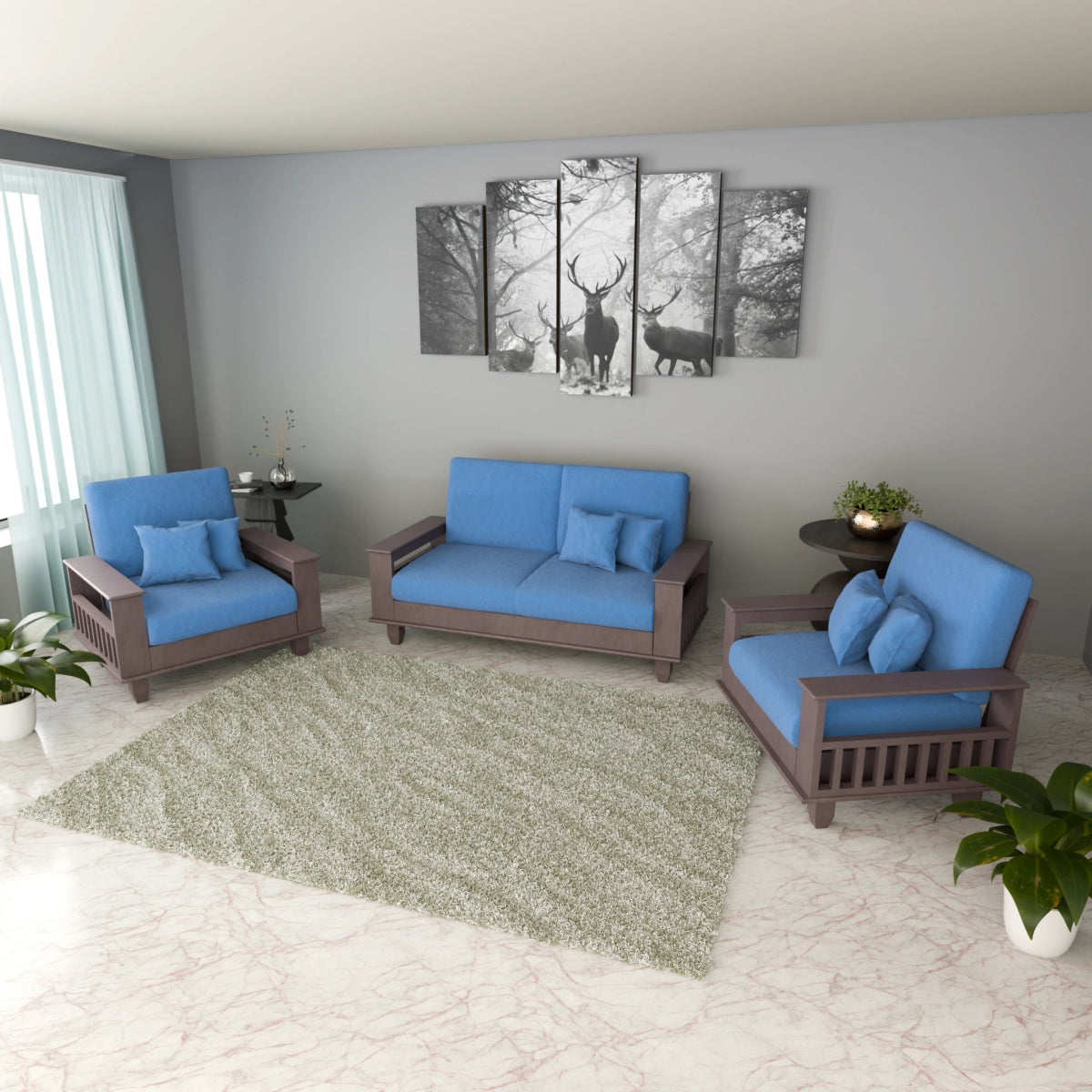 Teakwood Heritage Wooden Sofa Set – Premium Furniture with Cushions & Pillows - Sekar Lifestyle