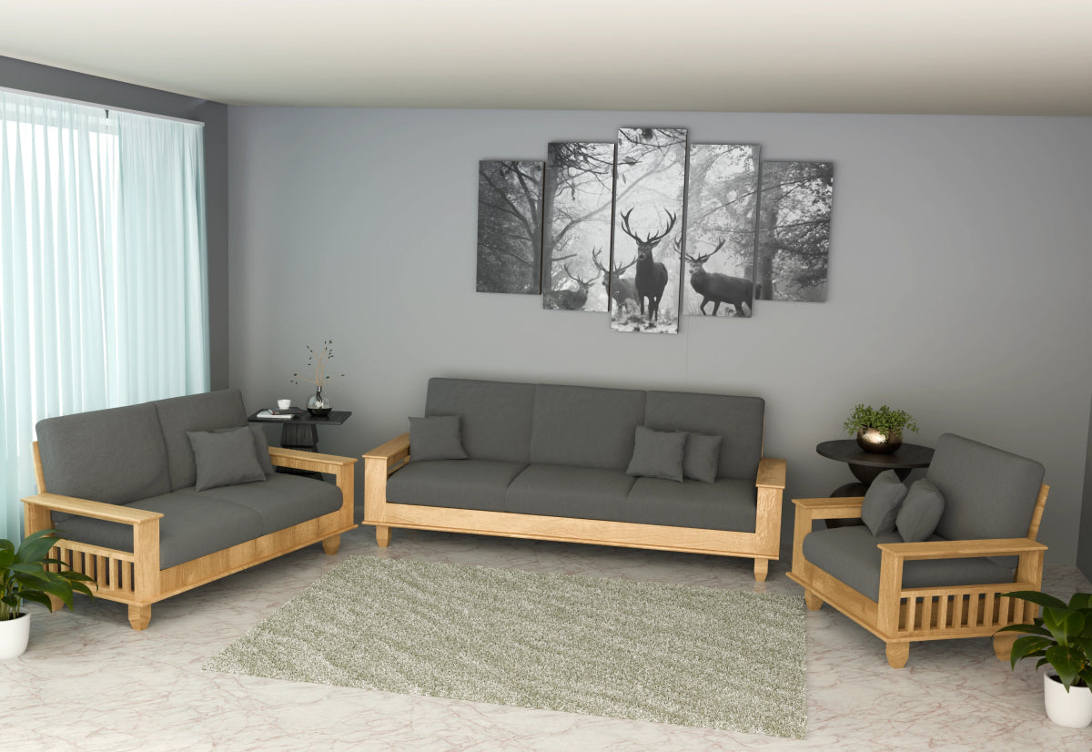 Teakwood Heritage Wooden Sofa Set – Premium Furniture with Cushions & Pillows - Sekar Lifestyle