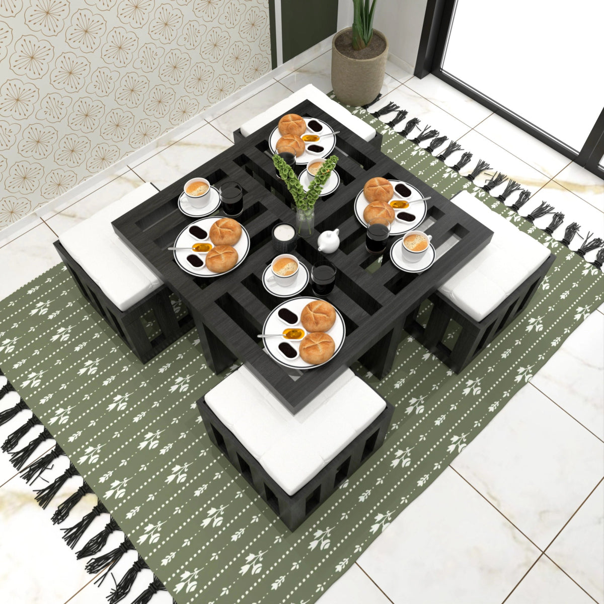 The Grid Nest Coffee & Dining Table Set - Sekar Lifestyle