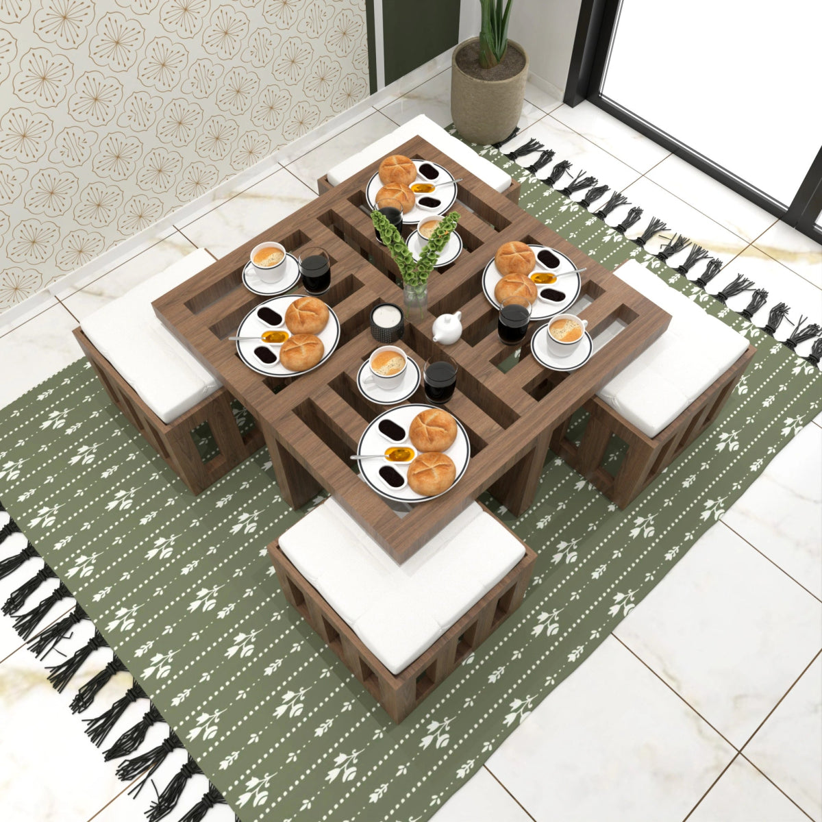 The Grid Nest Coffee & Dining Table Set - Sekar Lifestyle