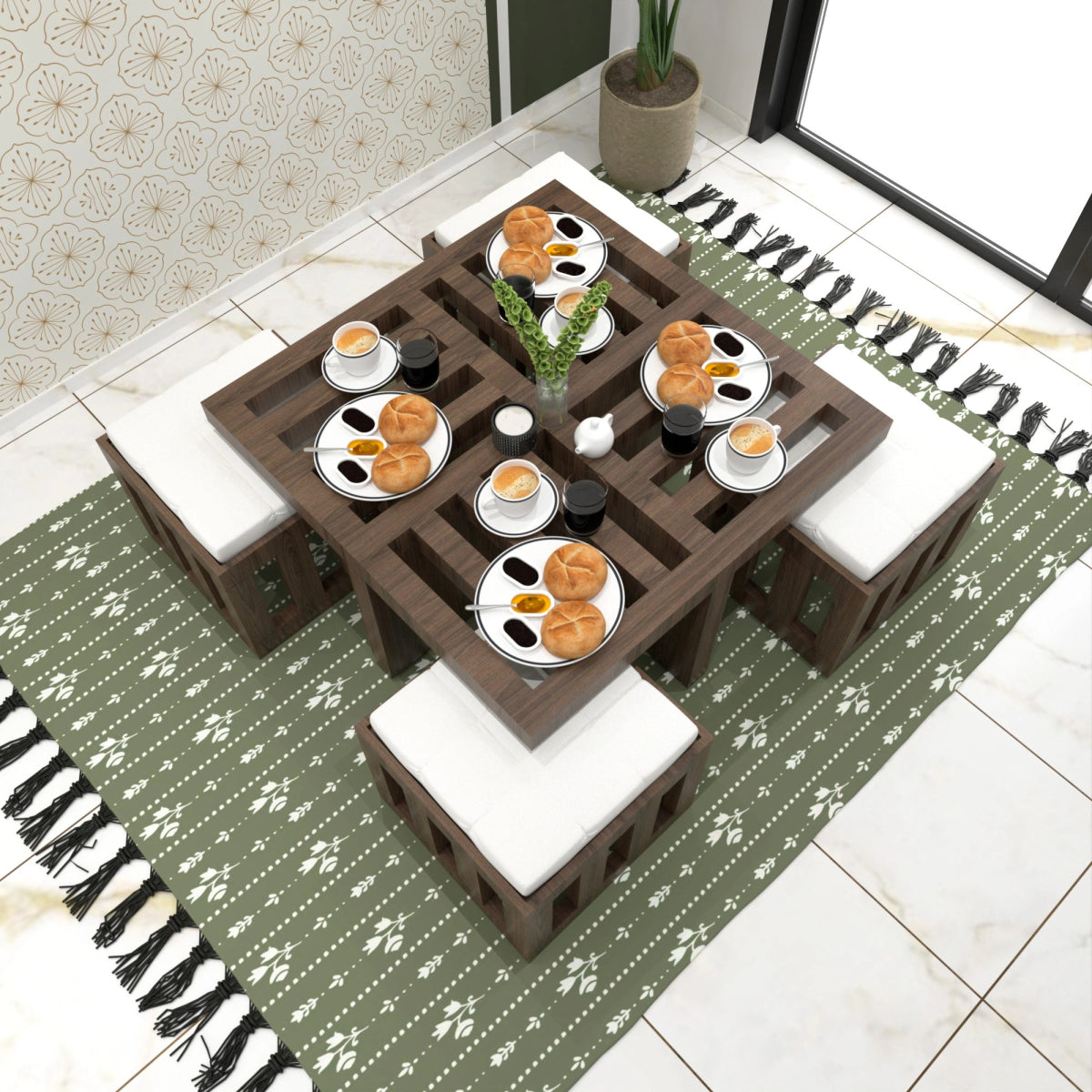 The Grid Nest Coffee & Dining Table Set - Sekar Lifestyle