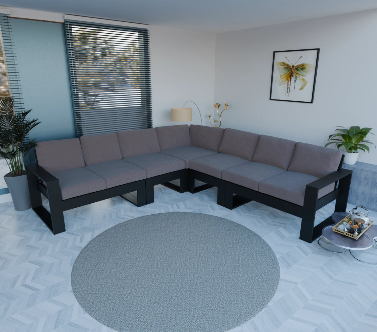 Urban Comfort Series – Teak Wood Corner Sofa | Premium Furniture - Sekar Lifestyle