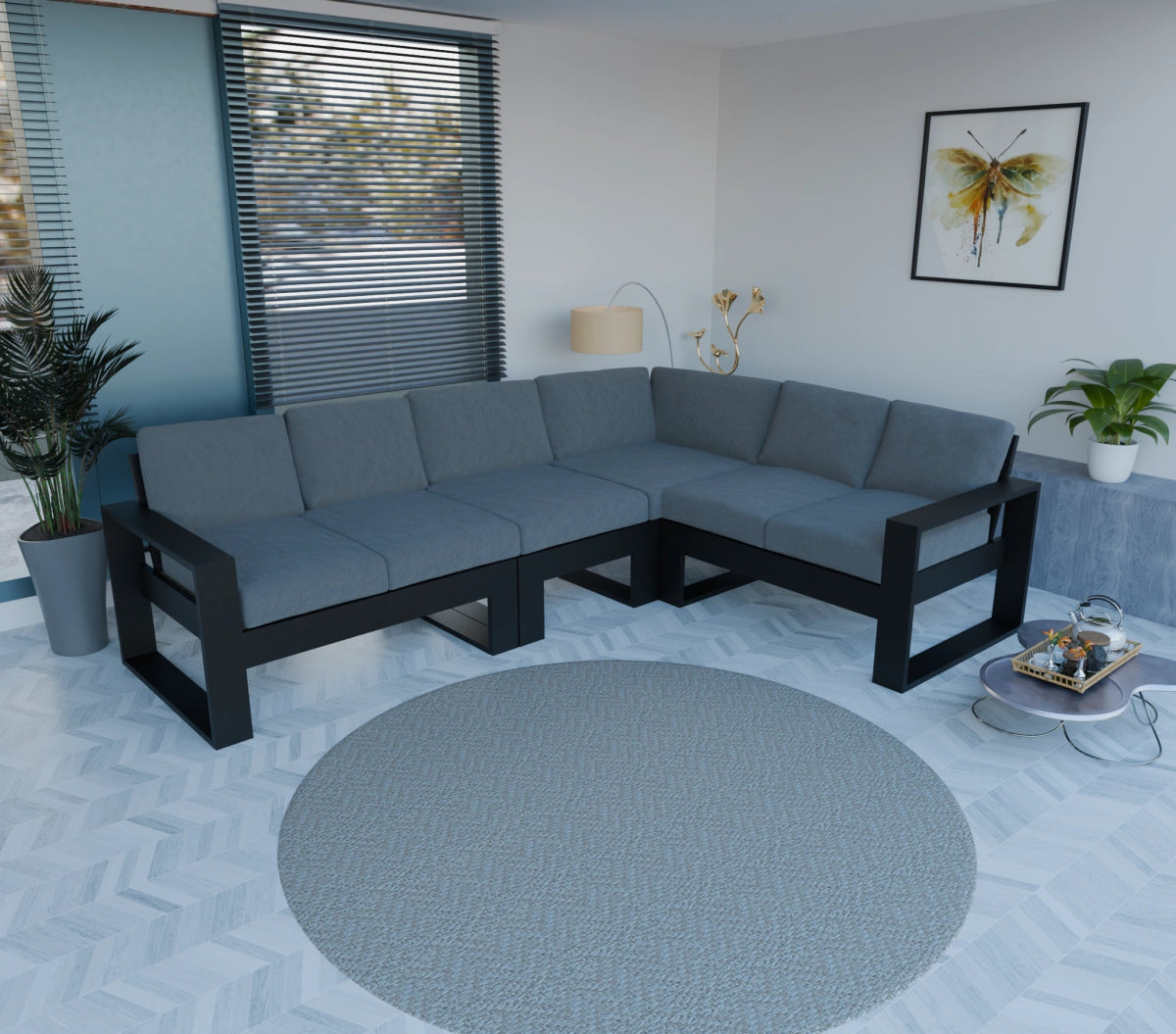 Urban Comfort Series – Teak Wood Corner Sofa | Premium Furniture - Sekar Lifestyle