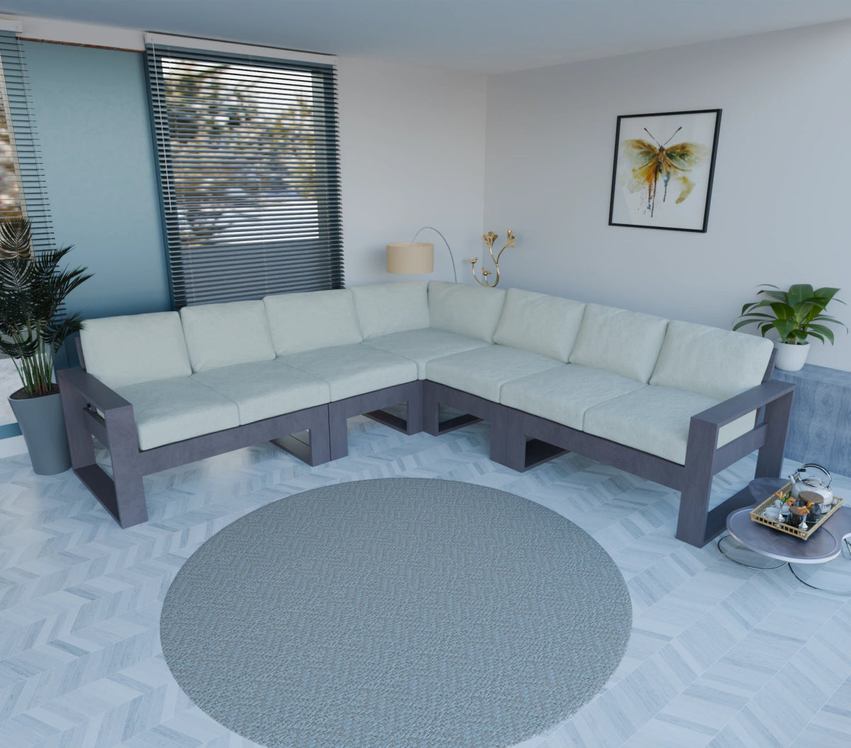 Urban Comfort Series – Teak Wood Corner Sofa | Premium Furniture - Sekar Lifestyle