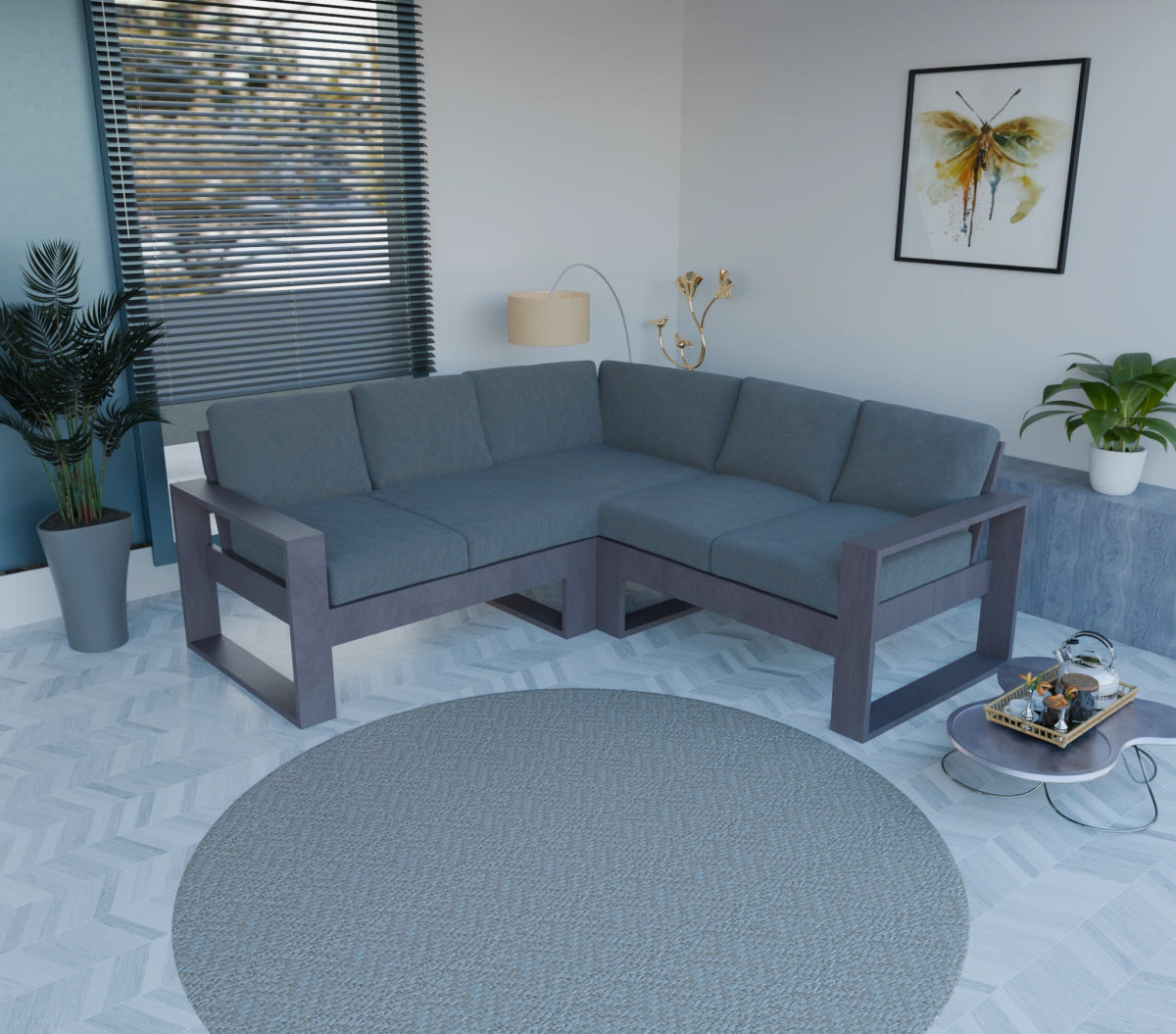 Urban Comfort Series – Teak Wood Corner Sofa | Premium Furniture - Sekar Lifestyle