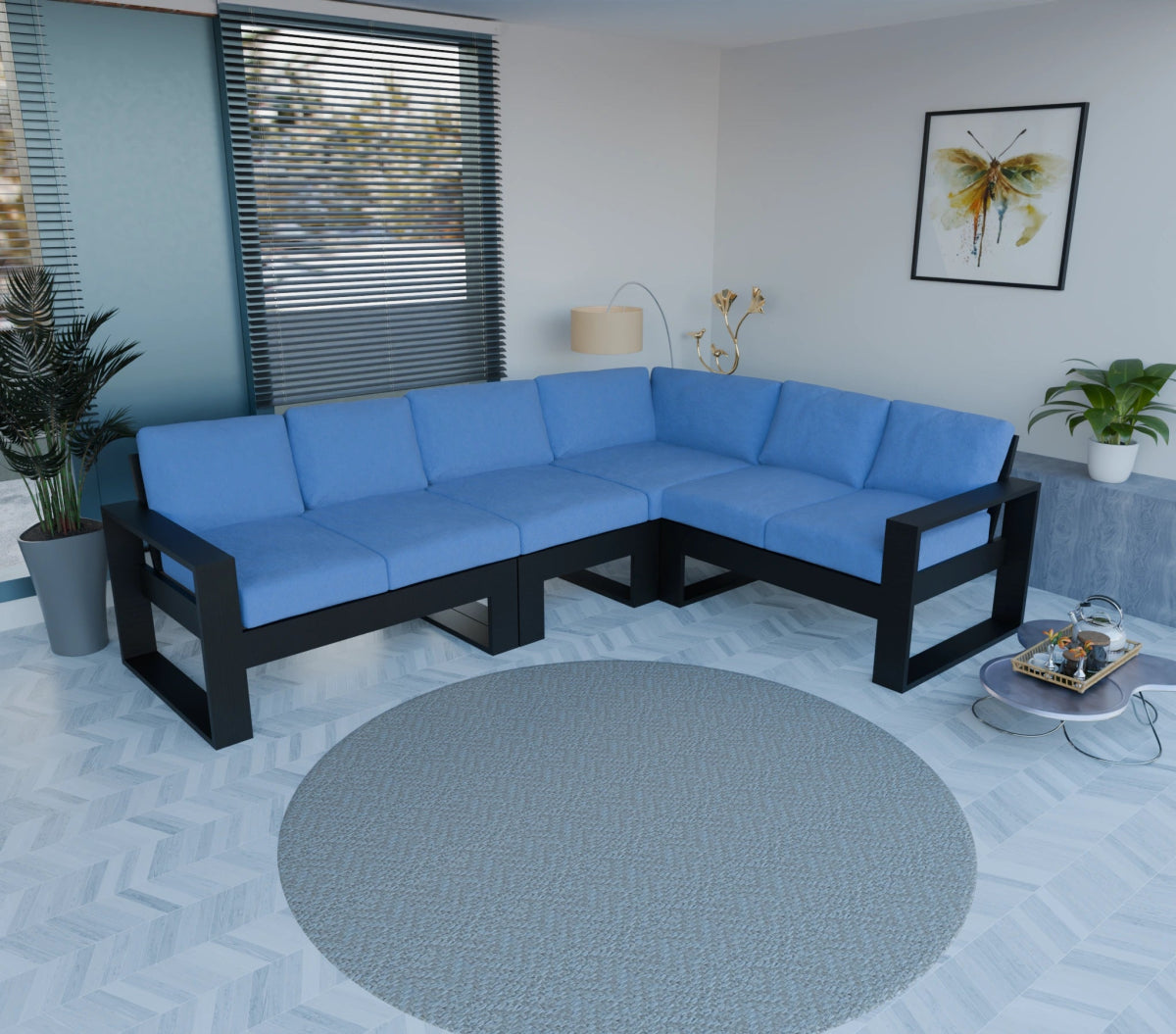 Urban Comfort Series – Teak Wood Corner Sofa | Premium Furniture - Sekar Lifestyle