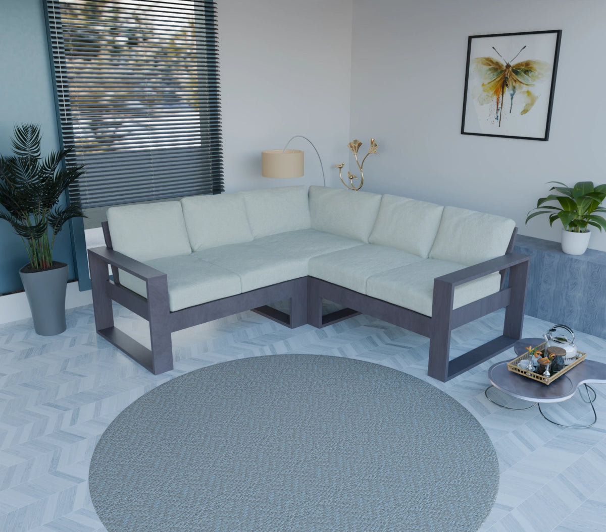 Urban Comfort Series – Teak Wood Corner Sofa | Premium Furniture - Sekar Lifestyle