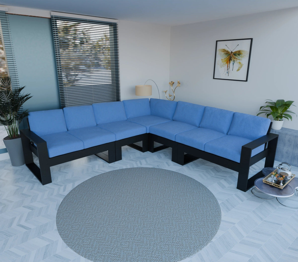 Urban Comfort Series – Teak Wood Corner Sofa | Premium Furniture - Sekar Lifestyle