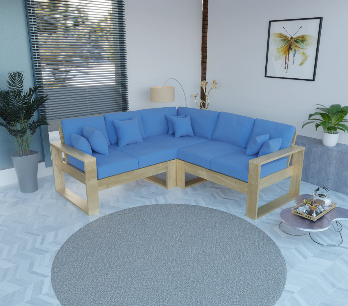 Urban Comfort Series – Teak Wood Corner Sofa | Premium Furniture - Sekar Lifestyle