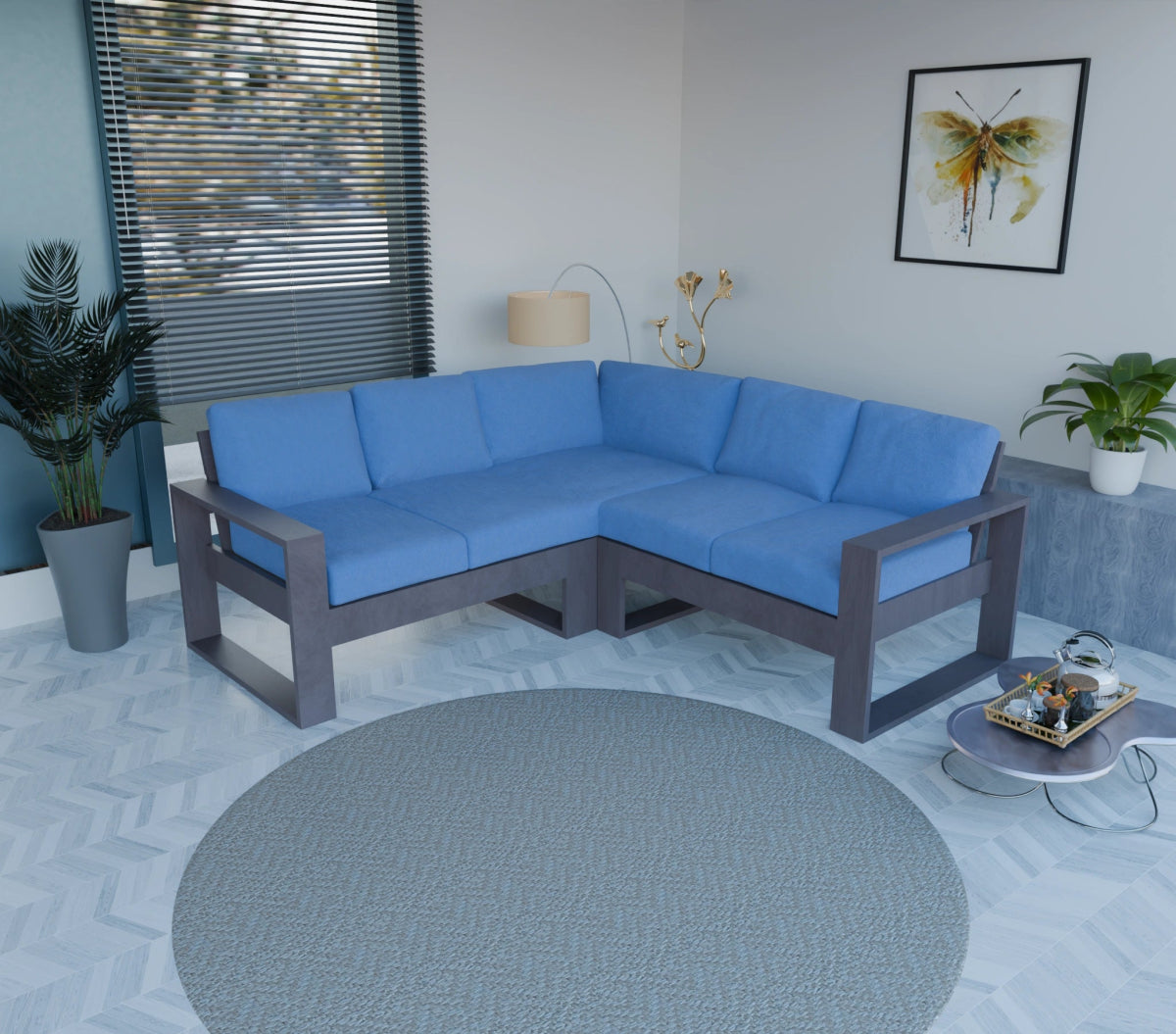 Urban Comfort Series – Teak Wood Corner Sofa | Premium Furniture - Sekar Lifestyle