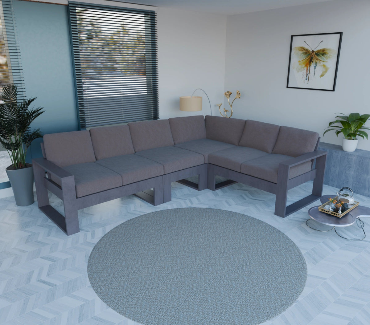 Urban Comfort Series – Teak Wood Corner Sofa | Premium Furniture - Sekar Lifestyle