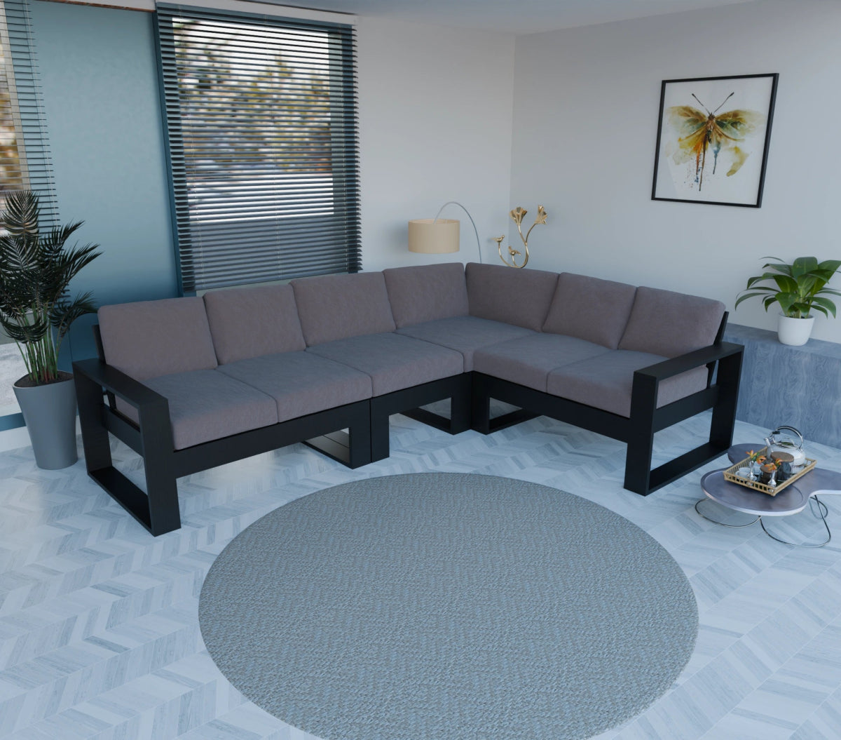 Urban Comfort Series – Teak Wood Corner Sofa | Premium Furniture - Sekar Lifestyle