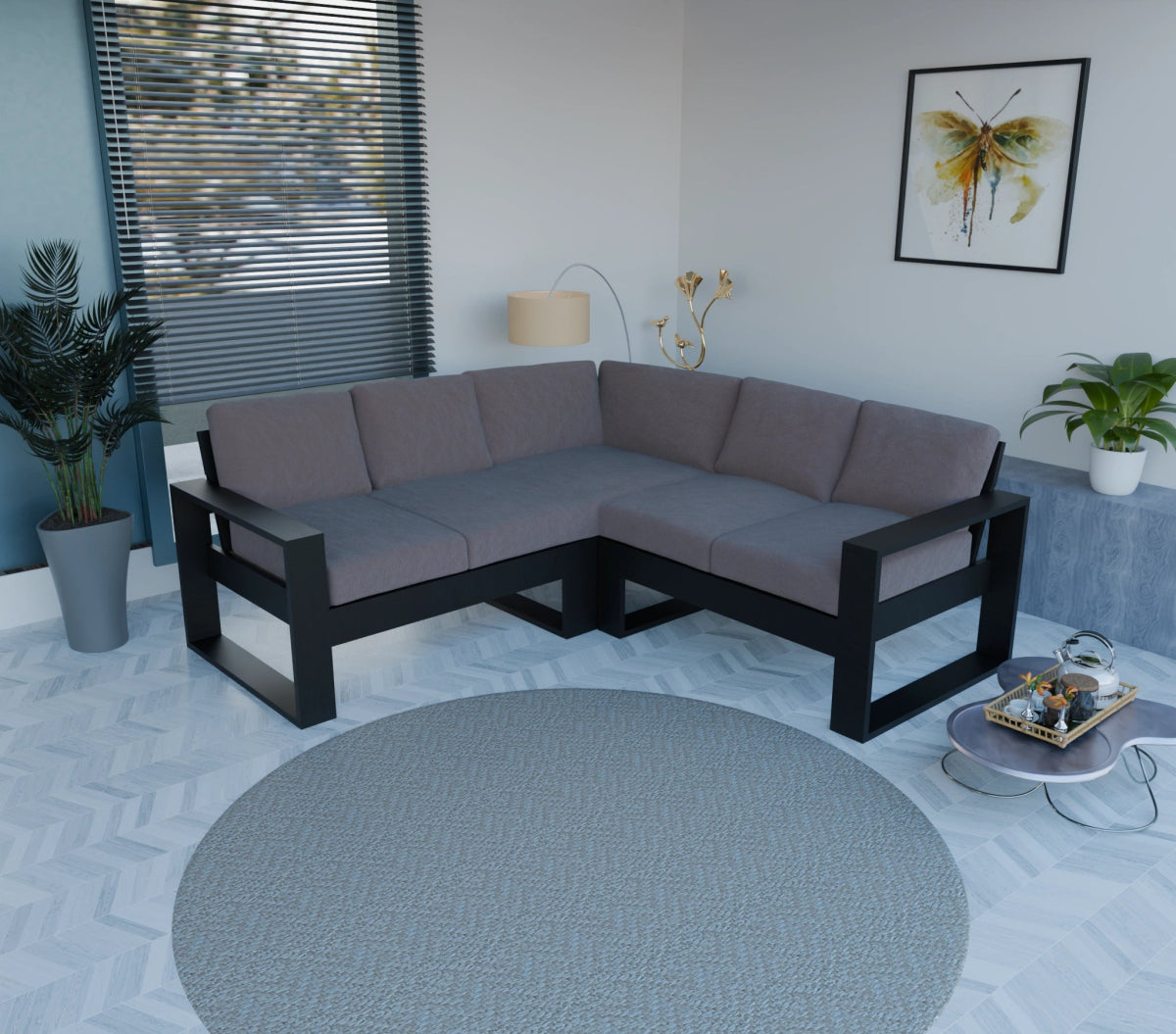 Urban Comfort Series – Teak Wood Corner Sofa | Premium Furniture - Sekar Lifestyle