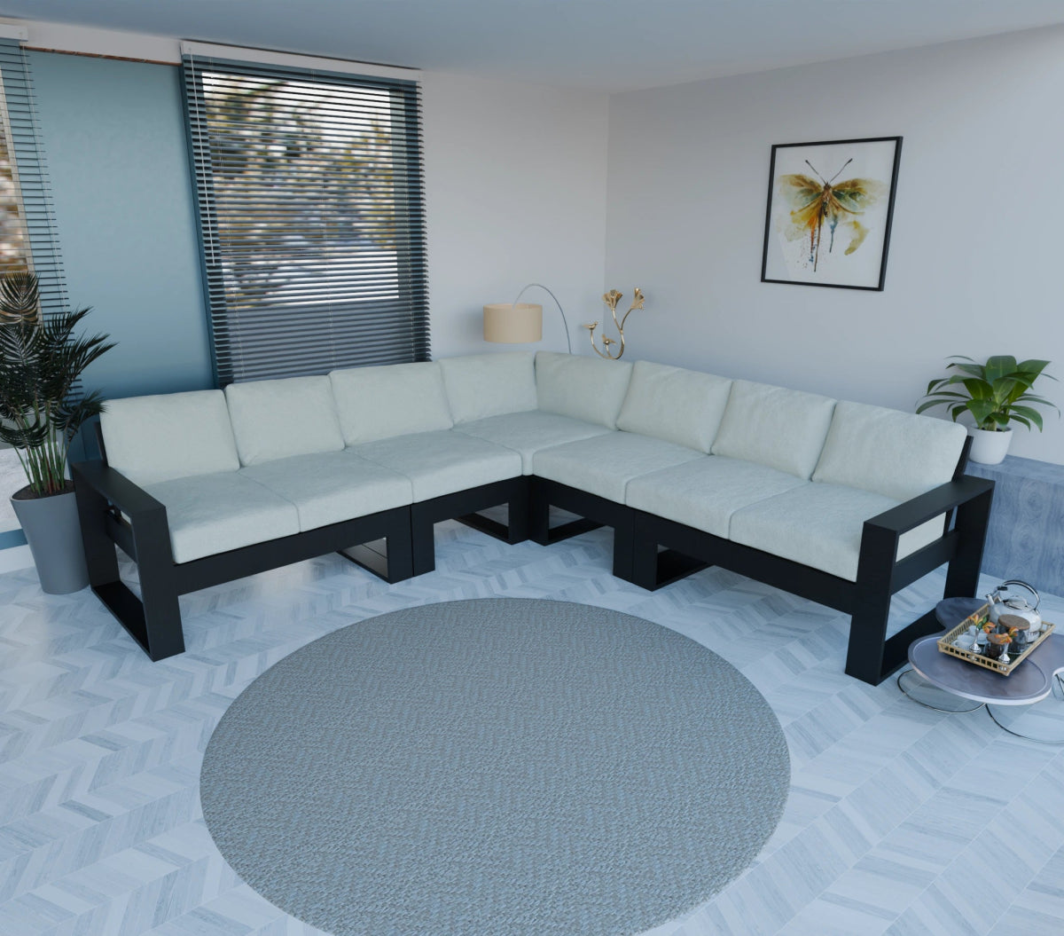 Urban Comfort Series – Teak Wood Corner Sofa | Premium Furniture - Sekar Lifestyle